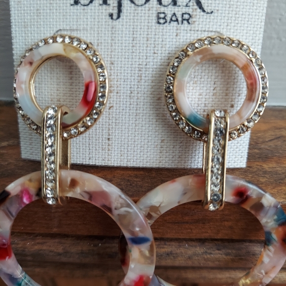 Med Size Multi ColoredRoundEarrings w Rhinestones - Picture 3 of 3